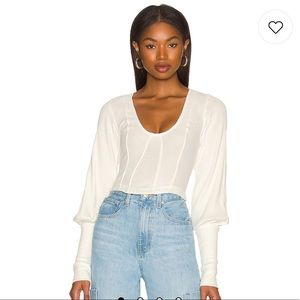 Free People White Long Sleeve Top